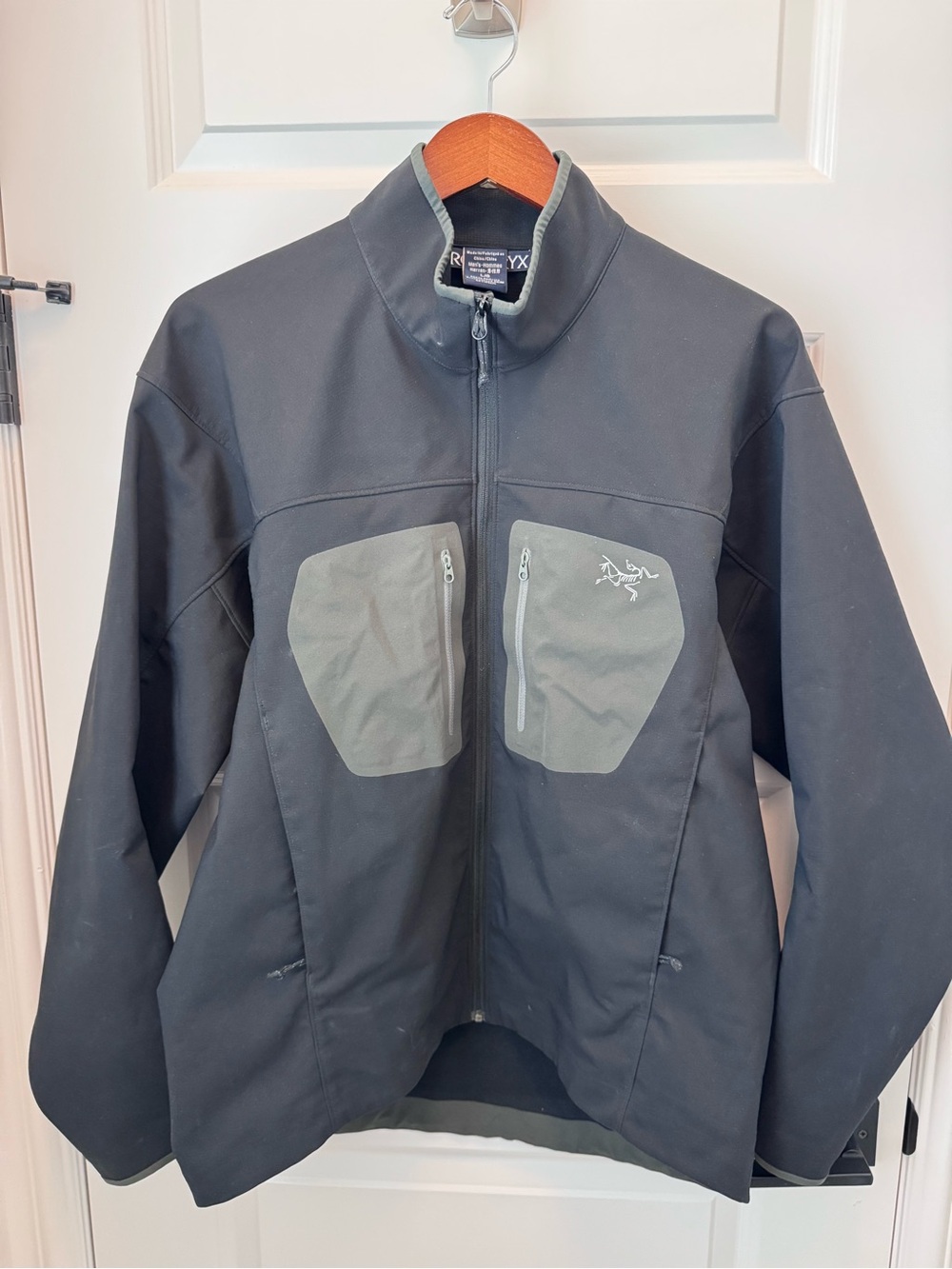 Arc'teryx Black Jacket with Olive Chest Panels